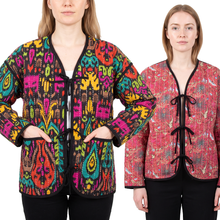 Load image into Gallery viewer, Reversible Cotton Quilted Oversized Jacket Uk size 8-20