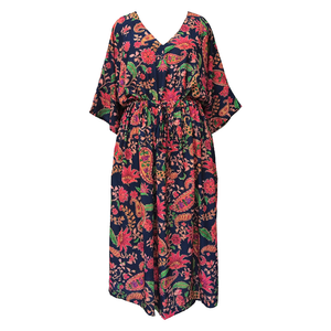 Deep Navy Paisley Crepe Maxi Dress UK Size 18-32 SSF60