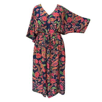 Deep Navy Paisley Crepe Maxi Dress UK Size 18-32 SSF60