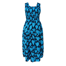 Load image into Gallery viewer, Blue Love Hearts Crepe Maxi Dress UK One Size 14-24 EE57