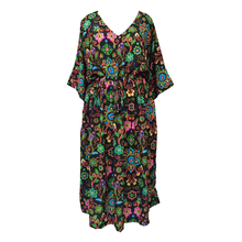 Load image into Gallery viewer, Black Embroidery Print Crepe Maxi Dress UK Size 18-32 SSF59