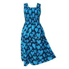 Load image into Gallery viewer, Blue Love Hearts Crepe Maxi Dress UK One Size 14-24 EE57