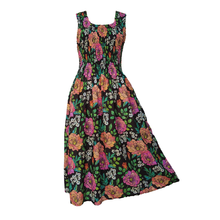 Load image into Gallery viewer, Black Floral Crepe Maxi Dress UK One Size 14-24 EE63