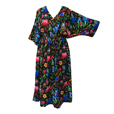 Wild Birds Crepe Maxi Dress UK Size 18-32 SSF56