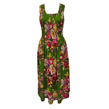 Load image into Gallery viewer, Emerald Bouquet Cotton Maxi Dress UK One Size 14-24 A36
