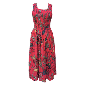 Coral Floral Cotton Maxi Dress UK One Size 14-24 EE18