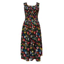 Load image into Gallery viewer, Black Pixelated Floral Cotton Maxi Dress UK One Size 14-24 AR17