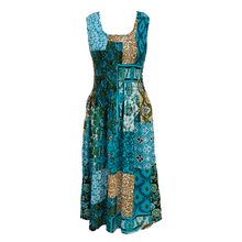 Load image into Gallery viewer, Blue Patchwork Print Cotton Maxi Dress UK One Size 14-24 E105