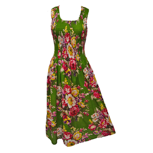 Emerald Bouquet Cotton Maxi Dress UK One Size 14-24 A36