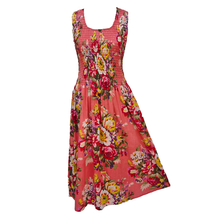 Load image into Gallery viewer, Coral Bouquet Cotton Maxi Dress UK One Size 14-24 A48