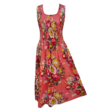 Coral Bouquet Cotton Maxi Dress UK One Size 14-24 A48