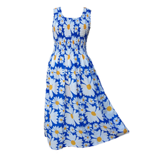 Load image into Gallery viewer, Blue Daisies Crepe Maxi Dress UK One Size 14-24 EE54
