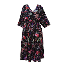 Load image into Gallery viewer, Black Floral Cotton Maxi Dress UK Size 18-32 SSF88