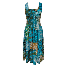 Load image into Gallery viewer, Blue Patchwork Cotton Maxi Dress UK One Size 14-24 A49