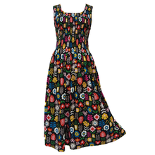 Load image into Gallery viewer, Black Pixelated Floral Cotton Maxi Dress UK One Size 14-24 AR17