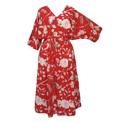 Falling Birds Red Cotton Maxi Dress UK Size 18-32 SSF36