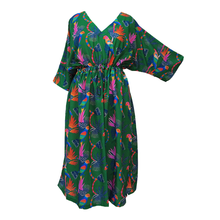 Load image into Gallery viewer, Green Parrots Crepe Maxi Dress UK Size 18-32 SSF74