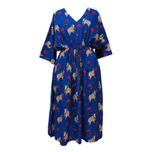 Load image into Gallery viewer, Blue Cows and Lotus Cotton Maxi Dress UK Size 18-32 SSF85