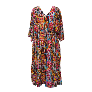 Unique Mosaic Multicolored Crepe Maxi Dress UK Size 18-32 SSF27