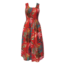 Load image into Gallery viewer, Red Tropical Cotton Maxi Dress UK One Size 14-24 EE25