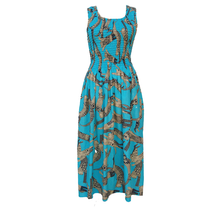Load image into Gallery viewer, Blue Egyption Cats Cotton Maxi Dress UK One Size 14-24 LD1
