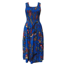 Load image into Gallery viewer, Blue Floral Cotton Maxi Dress UK One Size 14-24 EE29