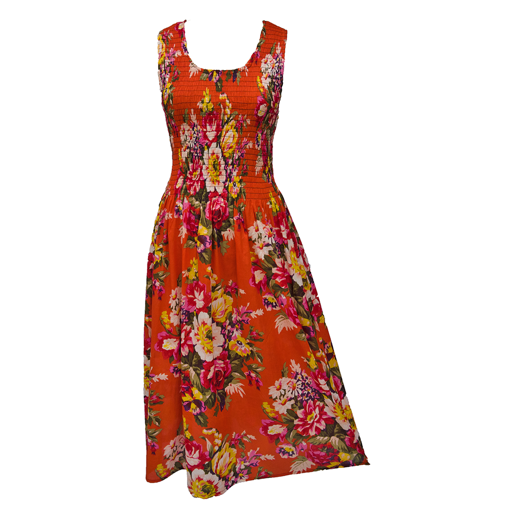 Orange Bouquet Cotton Maxi Dress UK One Size 14-24 A38