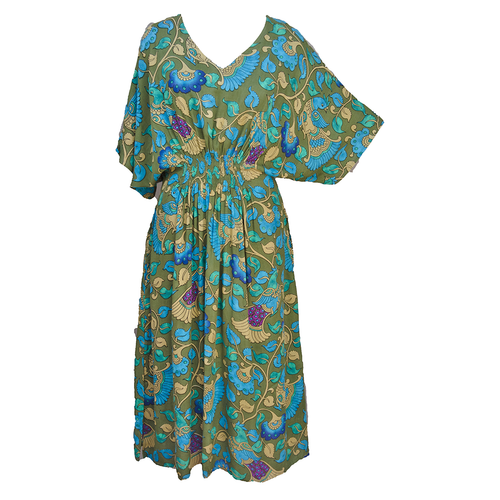 Pine Birds Smocked Maxi Dress Size 10-32 P16