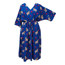 Load image into Gallery viewer, Blue Cows and Lotus Cotton Maxi Dress UK Size 18-32 SSF85