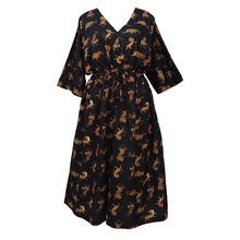 Load image into Gallery viewer, Black Playful Tigers Cotton Maxi Dress UK Size 18-32 SSF82