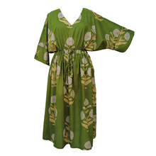 Load image into Gallery viewer, Green Dandelions Cotton Maxi Dress UK Size 18-32 SSF81