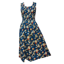 Load image into Gallery viewer, Swans Royal Blue Print Cotton Maxi Dress UK One Size 14-24 EE4