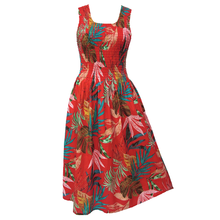 Load image into Gallery viewer, Red Tropical Cotton Maxi Dress UK One Size 14-24 EE25