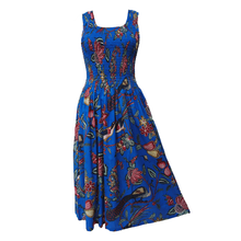 Load image into Gallery viewer, Blue Floral Cotton Maxi Dress UK One Size 14-24 EE29