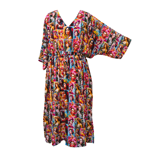 Unique Mosaic Multicolored Crepe Maxi Dress UK Size 18-32 SSF27