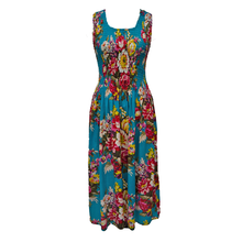 Load image into Gallery viewer, Deep Blue Bouquet Cotton Maxi Dress UK One Size 14-24 A39