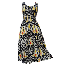 Load image into Gallery viewer, Black Ikat Cotton Maxi Dress UK One Size 14-24 AR4