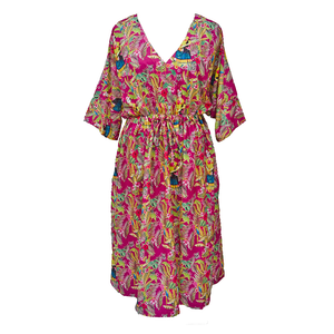 Hot Pink Digital Artwork Crepe Maxi Dress UK Size 18-32 M77
