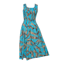 Load image into Gallery viewer, Blue Egyption Cats Cotton Maxi Dress UK One Size 14-24 LD1