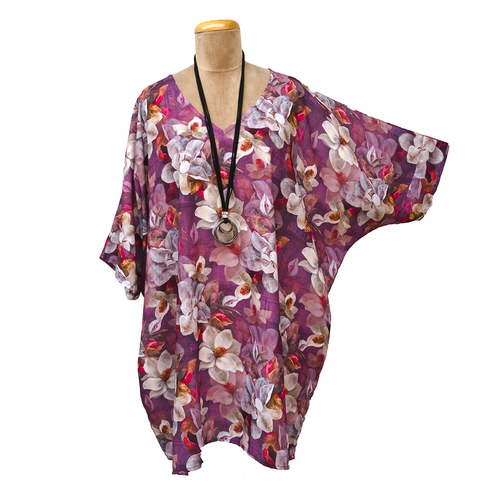 Soothing Purple Floral Angel Blouse Crepe Size 22 to 32 DL5