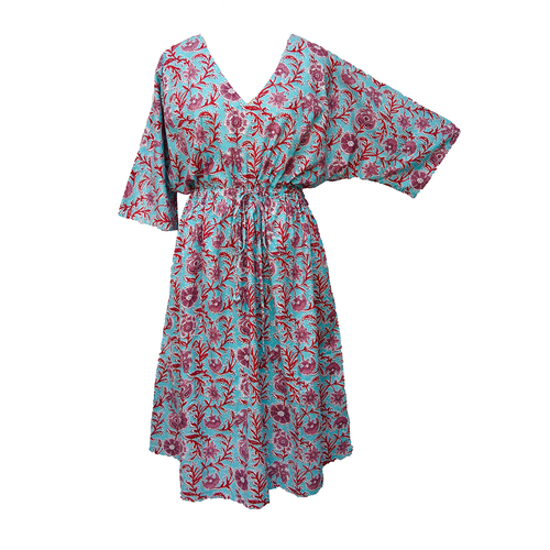 Blue Floral Cotton Maxi Dress UK Size 18-32 M113