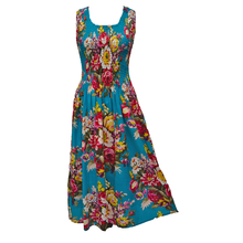 Load image into Gallery viewer, Deep Blue Bouquet Cotton Maxi Dress UK One Size 14-24 A39