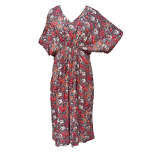 Load image into Gallery viewer, Stone Grey Floral Smocked Maxi Dress Size 16-32 PL17