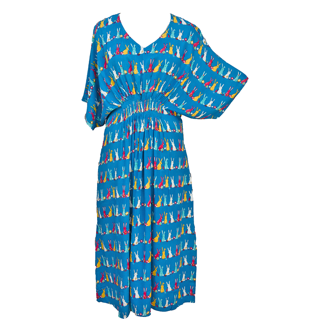Blue Bunnies Smocked Maxi Dress Size 10-32 P7