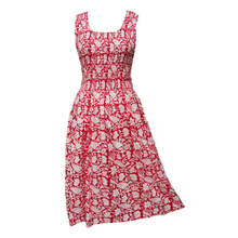 Load image into Gallery viewer, Red Birds Print Cotton Maxi Dress UK One Size 14-24 E106