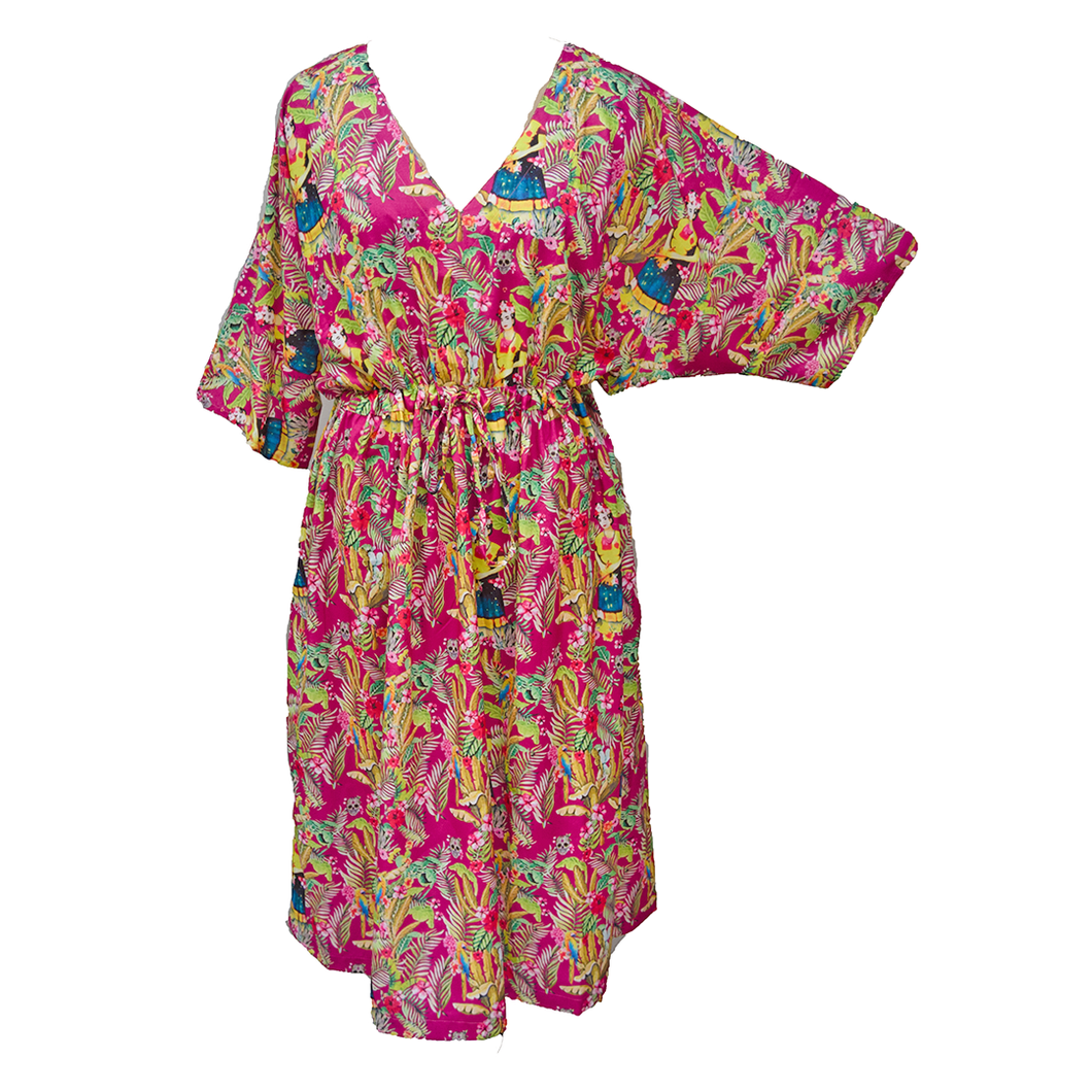 Hot Pink Digital Artwork Crepe Maxi Dress UK Size 18-32 M77