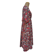 Load image into Gallery viewer, Stone Grey Floral Smocked Maxi Dress Size 16-32 PL17