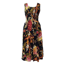 Load image into Gallery viewer, Black Floral Cotton Maxi Dress UK One Size 14-24 EE36