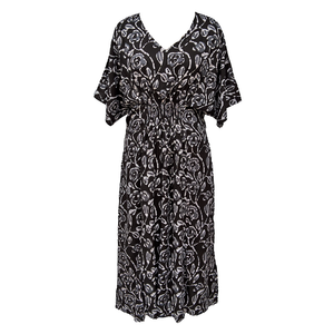 Batik Black Tie Dye Smocked Maxi Dress Size 16-32 PL16
