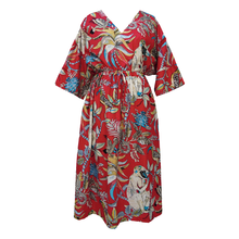 Load image into Gallery viewer, Wildlife Red Cotton Maxi Dress UK Size 18-32 SSF35